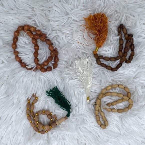 Tasbeeh Lot of 4 Prayer Beads Brown Tan Real Wood Beads Handmade Tasbeh Set of 4 - Picture 3 of 10